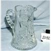 Image 1 : 1 CUT GLASS PITCHER. HEIGHT 9" WEIGHT 5.5LBS. SOME SMALL RIM CHIPS....