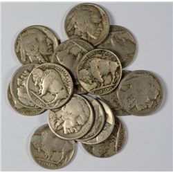 17 1926-D BUFFALO NICKELS SCARCE D MINT GOOD TO FINE NICE CIRC LOT