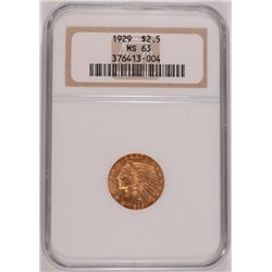 1929 $2.50 GOLD INDIAN NGC MS-63