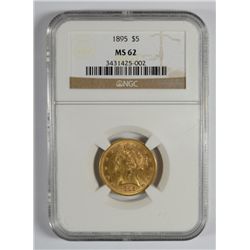 1895 $5 GOLD LIBERTY NGC MS-62