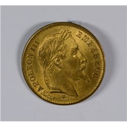 NAPOLEON III 1868 20 FRANCS STRUCK IN BRASS BU "PLAY MONEY"