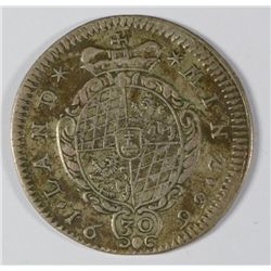 1692 BAVARIA GERMANY 30 KREUZER NICE XF WIDE HEAVY PLANCHET