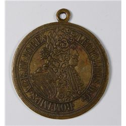 1695 BRASS MEDAL OF LEOPOLD - NICELY LOOPED