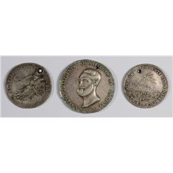 3 UNATTRIBUTED BOLIVIA SILVER COINS 1850'S