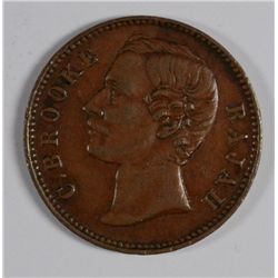 1870 SARAWAK - BORNEO HALF CENT SHARP XF/AU
