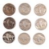 Image 2 : 9 1914 BUFFALO NICKELS AVG. CIRCULATED