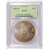 Image 1 : 1883-O MORGAN SILVER DOLLAR PCGS MS63 OLD GREEN HOLDER, RAINBOW COLOR OBV.