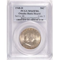 1948-D FRANKLIN HALF DOLLAR, PCGS  MS-65 FBL  OMAHA BANK HOARD