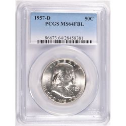 1957-D FRANKLIN HALF DOLLAR, PCGS MS_65 FBL