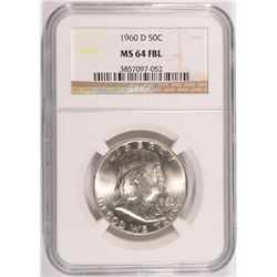 1960-D FRANKLIN HALF DOLLAR, NGC MS-64 FBL
