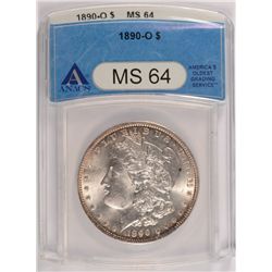 1890-O MORGAN SILVER DOLLAR, ANACS MS-64