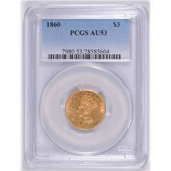 1860 $3 Gold PCGS AU-53