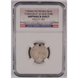1790 MO FM MEXICO REAL CAROLUS IV NGC "SS NEW YORK" FROM SUNKEN SHIP