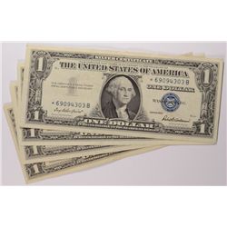 4-1957 $1 SILVER CERTIFICATE STAR NOTES, NICE AU+