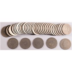 1898 LIBERTY "V" NICKEL ROLL, BETTER DATE, MOSTLY AG or BETTER