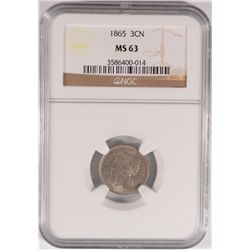 1865 Three Cent Nickel NGC MS-63