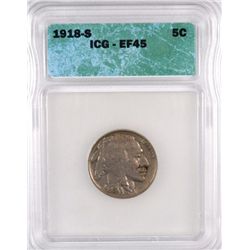 1918-S Buffalo Nickel ICG EF-45