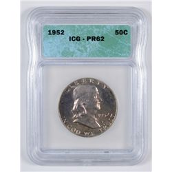 1952 Proof Franklin Half Dollar ICG PR-62