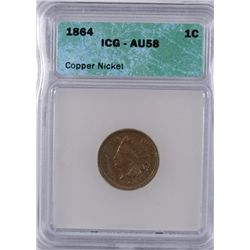 1864 CN Indian Head Cent ICG AU-58