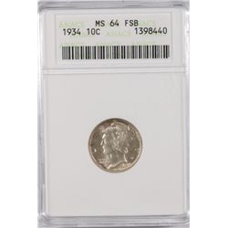 1934 Mercury Dime ANACS MS-64FSB