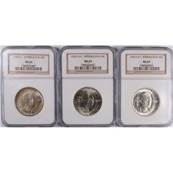 1950 (P,D,S) Booker T Washington Commen Half Dollars NGC MS-65