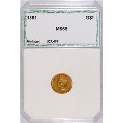1861 III Gold Dollar PCI MS-65