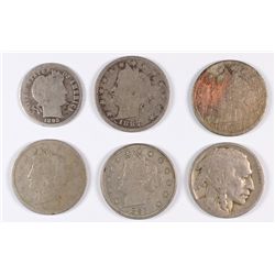 (6) Misc Coins (83 W/C-5c, 83 N/C-5c, 87-5c, 94-5c, 17-5c,92-10c) Avg Circ