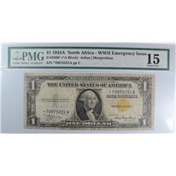 1935 $1 Silver Certificate (North African) (STAR) PMG 15