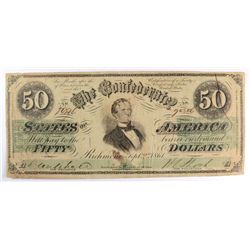 1861 $50 Confederate States Of America