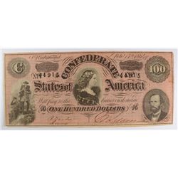 1864 $100 Confederate States Of America