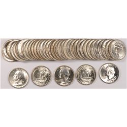 1950-D WASHINGTON QUARTER ROLL, GEM BU, MS-64,65 AND 66 COINS, ( 40 ) PIECES