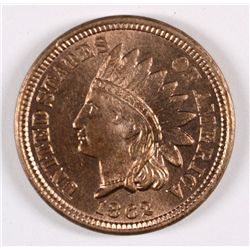 1862 INDIAN HEAD CENT, CIVIL WAR ERA COIN, MS-65 GEM, VERY NICE! SUPER LUSTER!