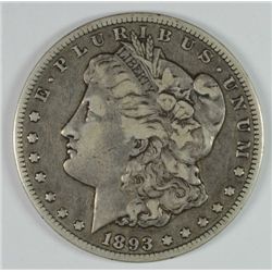 1893-CC MORGAN SILVER DOLLAR, VF-25  100% ORIGINAL  KEY COIN!!