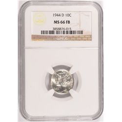1944-D MERCURY DIME, NGC MS-66 FB