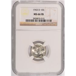 1943-D MERCURY DIME, NGC MS-66 FB
