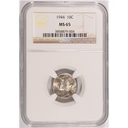 1944 MERCURY DIME, NGC MS-65