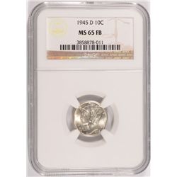 1945-D MERCURY DIME, NGC MS-65 FB