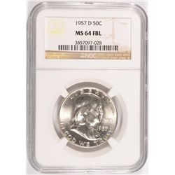 1957-D FRANKLIN HALF DOLLAR, NGC MS-64 FBL