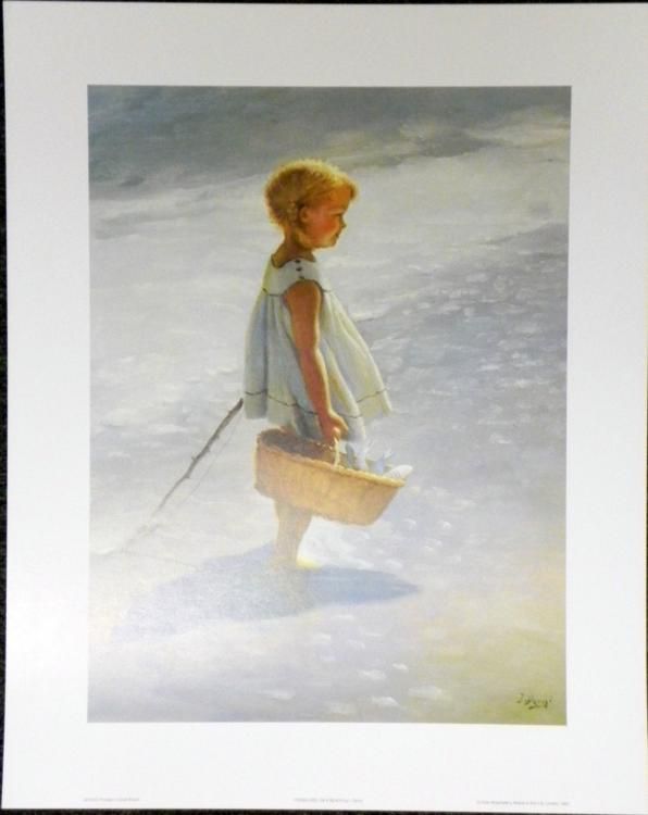 I. Davidi Young Girl On a Beach Children Art Print