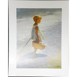 I. Davidi Young Girl On a Beach Children Art Print
