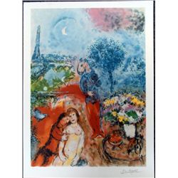 Marc Chagall Lovers in Paris Romantic Art Print
