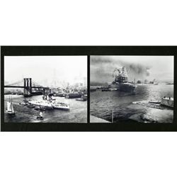 2 Photos - WWII Ships, Pearl Harbor, Manhattan