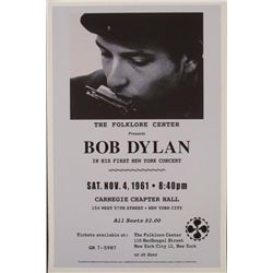 Bob Dylan, Carnegie Hall, 1961 Repro Concert Poster