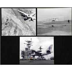 3 Photos Wright Brothers, WWII Bombing, Bush Aircraft