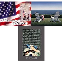 3 Patriotic American Art Prints Vietnam, 9-11