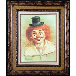 Hoppin Original Painting Clown Portrait -Framed