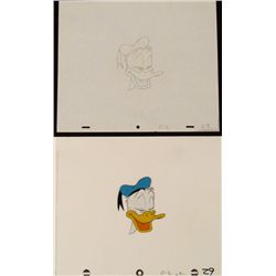 Original Closed Eyed Donald Duck Animation Cel Drawing