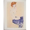 Ego Shiele Sitzender blauer Akt Nude Art Print