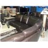 Image 2 : 3PC CHOCOLATE BROWN LEATHER SECTIONAL SOFA WITH BRASS BUTTON FRONT ACCENTS