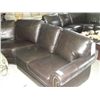 Image 3 : 3PC CHOCOLATE BROWN LEATHER SECTIONAL SOFA WITH BRASS BUTTON FRONT ACCENTS